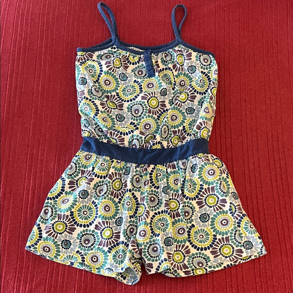 Tea Collection Blue Patterned Romper | Girls Size 10